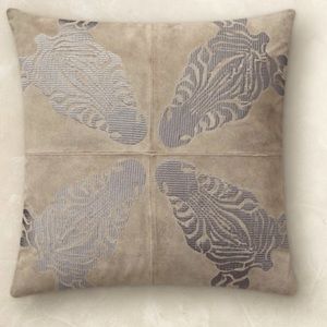 🦓Williams Sonoma🦓 Embroidered Zebra Suede Grey Pillow Cover